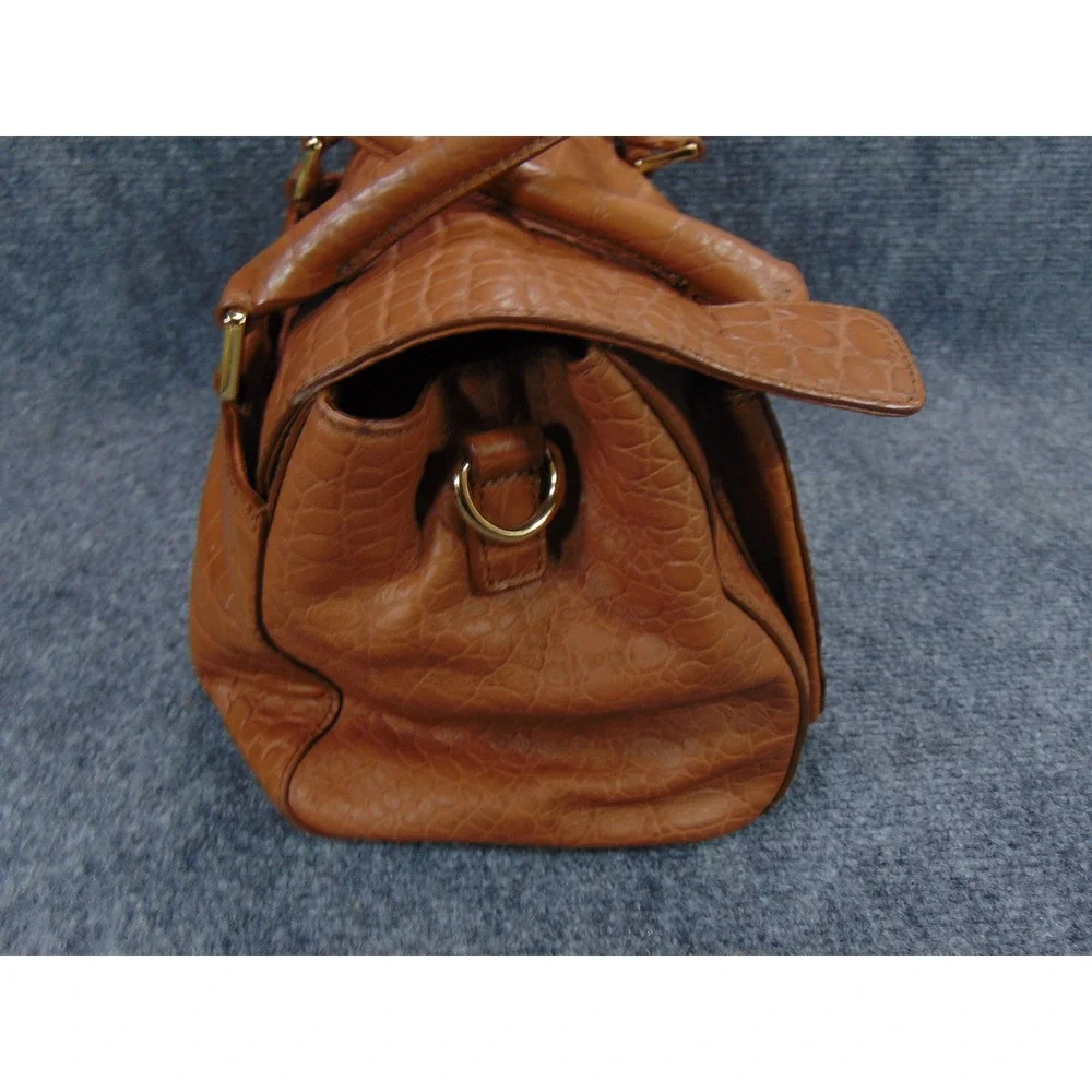 Michael Kors Hamilton Satchel Brown Croc Embossed Leather‎ Turn Lock